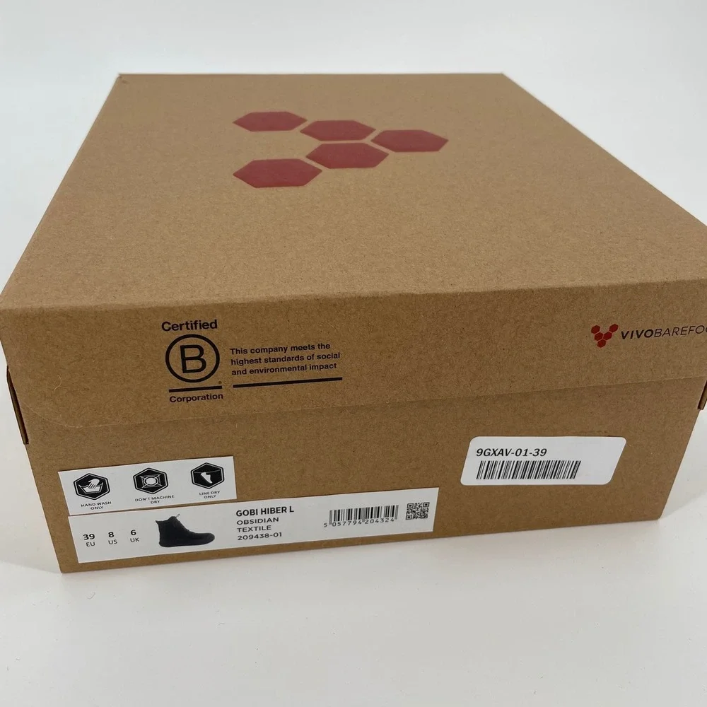 Vivobarefoot Gobi Hiber Winter Boot PrimaLoft Insulated Black Obsidian 39 NIB